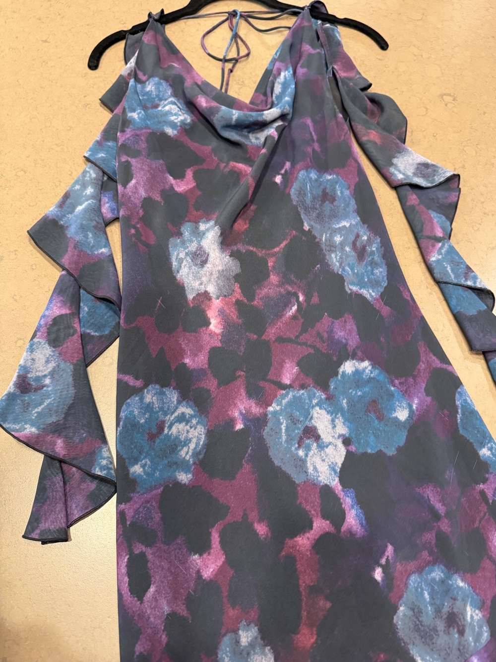 ROTATE Chiffon Maxi Ruffle Dress Sz: 4 - Picture 9 of 15